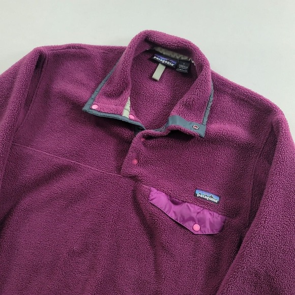 Patagonia Snap-T Fuzzy Fleece Pullover Womens Small Purple Sweater Jacket - Picture 6 of 14